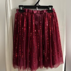 Brand new! Girls Peek brand deep red/ burgundy sequined skirt.